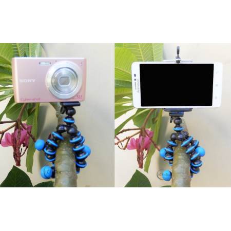 1Choice ขาตั้งกล้อง ขาตั้งมือถือ หนวดปลาหมึก 3 ขา (Gorillapod Octopus Flexible Leg Mini Tripod) ขนาดเล็ก (สีฟ้า) แถมฟรี คลิปเลนส์ Super Wide 4X คละสี 1 ชิ้น