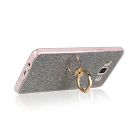 2 ใน 1 Glitter ระยิบระยับพิมพ์นุ่มยืดหยุ่นทีพียูกรณีปกคลุมด้วยผู้ถือแหวนมีขาตั้งพับเก็บได้  สำหรับ Samsung Galaxy A5 (2015) - นานาชาติ