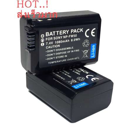 (แพ็คคู่2ชิ้น) แบตเตอรี่กล้อง รหัสแบต NP-FW50,NPFW50 1080mAh แบตกล้องโซนี่ sony for Sony Sony NEX-3 NEX-5 NEX-5N NEX-5T SLT A7 A33 A35 A37 A55 A3000 A5000 A5100 A6000 A6300 QX1 RX10(Black)BY OK999 SHOP