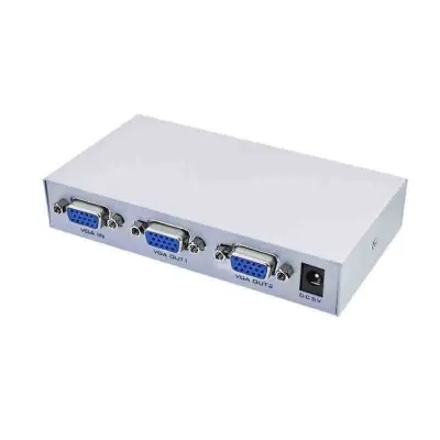 2 Port VGA Video Splitter - 1 in to 2 Out - 1 PC to 2 Monitors (สีเทา)