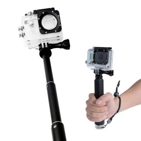 ไม้โกโปร 3 ระดับ แบบกันน้ำ Waterproof handheld monopod for Gopro + SJ4000 (Silver)