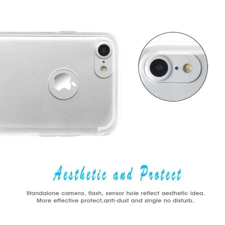 360 องศานุ่ม TPU หน้าและหลัง 2 ซิลิโคนป้องกัน Ultra Slim โทรศัพท์มือถือกรณีเคสใสสำหรับ iPhone 7 4.7 นิ้ว - INTL
