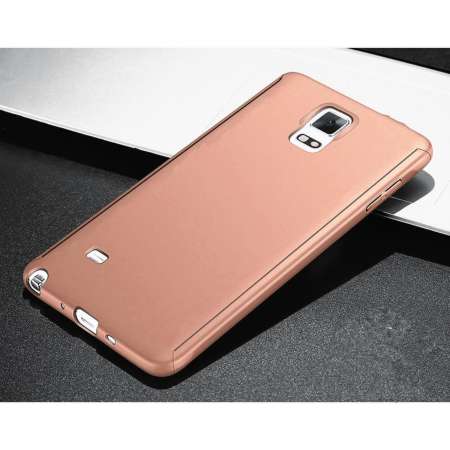 360 เต็มรูปแบบครอบคลุมเคสไฮบริดพร้อมกระจกเทมเปอร์ปกป้องหน้าจอสำหรับซัมซุงกาแล็คซี่หมายเหตุ 4 (ทองคำสีกุหลาบ) - INTL