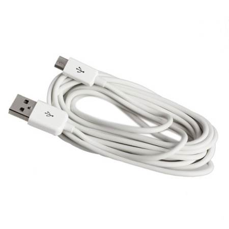 3 เมตร Micro USB 2.0 ข้อมูล SYNC สายชาร์จสำหรับ Samsung เอชทีซีโนเกียสีขาว