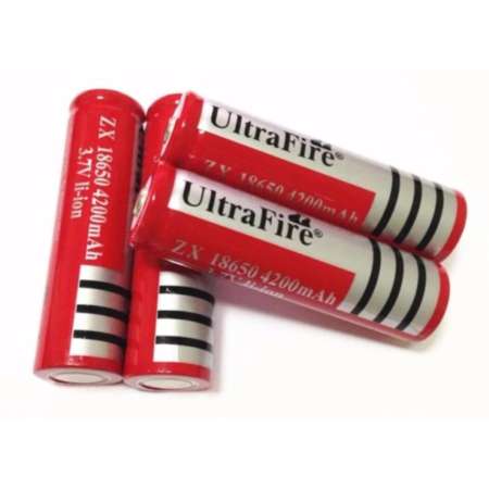 Di shop 4ก้อน UltraFire 4200 mAH 18650 Rechargeable lithium Li-ion Battery ถ่านชาร์จ ถ่านไฟฉาย แบตเตอรี่ อเนกประสงค์ ขนาด 4200 mAH สำหรับ ไฟฉาย, อุปกรณ์รักษาความปลอดภัย, LED Floodlight, LED Spotlight, ของเล่น  