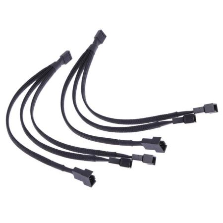 4pin 1 To 3 Ways PWM Fan Power Supply Y Splitter Sleeved Extension Cable - intl