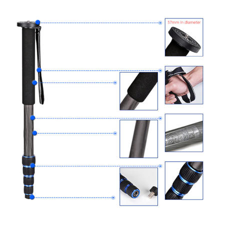 5 ส่วน Telescopic คาร์บอนไฟเบอร์น้ำหนักเบาการถ่ายภาพ DSL กล้อง Unipod เดินแท่งสำหรับนิคอนแคนนอน Pentax Olympus Elders- นานาชาติ