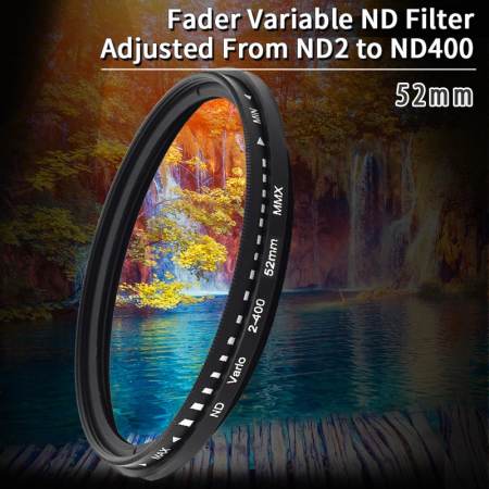 52 มิลลิเมตร Slim Fader เปลี่ยนแปลงได้ND ความหนาฟิลเตอร์ธรรมชาติปรับ ND2 TO ND400