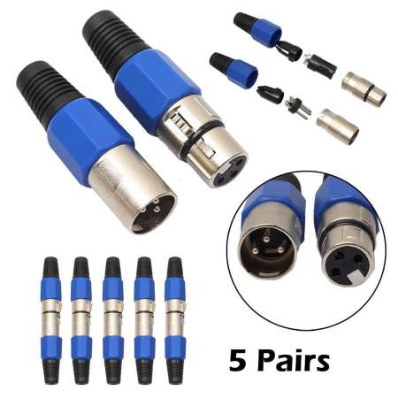 5 คู่ XLR 3Pin หญิง MIC แจ็คเสียบเสียงสายไมโครโฟน - INTL