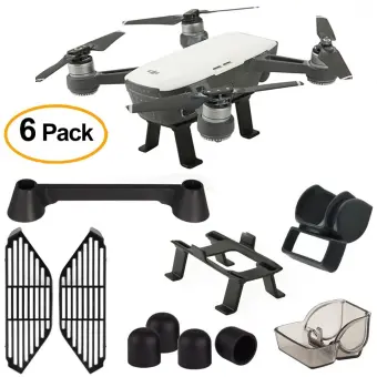 ข้อมูล 6 Pack Accessory Kits for Dji Spark Lens Hood Sunshade, Landing Gear , Gimbal Guard, Silica Gel Motor Guard Protective ,Joystick - intl พันทิป