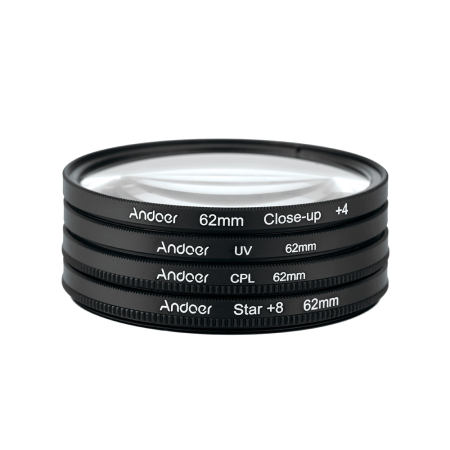 62 มิลลิเมตรรังสียูวี + CPL + ปิด + 4 ดาว + 8 จุดกรอง Circular กรองชุด polarizer แบบวงแหวนกรองมาโครปิด-8 จุดกรองพร้อมถุงสำหรับแคนนอน Pentax Sony DSL กล้อง