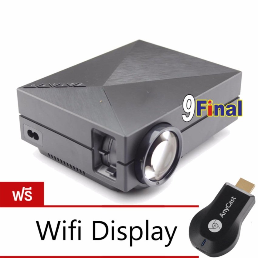 9FINAL Projector LED โปรเจคเตอร์ รุ่น GM60 1000Lumens ความละเอียด800x480 ฟรี Wifi display Receiverใช้เชื่อมต่อมือถือขึ้นจอทีวี