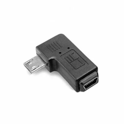 9mm Long Connector 90 Degree Left Angled Micro USB 2.0 5Pin Male to Mini USB Female Extension Adapter