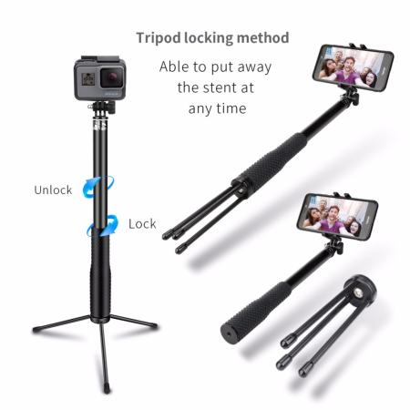AFAITH 8 In 1 ไม้ต่อแขนถ่ายรูปแบบเซลฟี่ขาตั้งสามขาพร้อม Bluetooth REMOTE สำหรับ GoPro Hero 5/4/3 +/3 /2/1/กล้องเซสชันกล้อง ricoh Theta S, M15 กล้อง Compact และโทรศัพท์มือถือ - GP081 - INTL