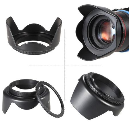 Andoer 55mm Filter Kit (UV+CPL+FLD) + Nylon Carry Pouch + Lens Cap + Lens Cap Holder + Lens Hood + Lens Cleaning Cloth - intl