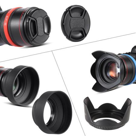 Andoer 55mm กรองเลนส์ UV + CPL + FLD + ND (ND2 ND4 ND8) กับกระเป๋าใส่กล่องอาหาร/ฝาครอบเลนส์/ฝาครอบเลนส์ผู้ถือ/TULIP  Rubber ตัวป้องกันเลนส์/ผ้าทำความสะอาด - INTL