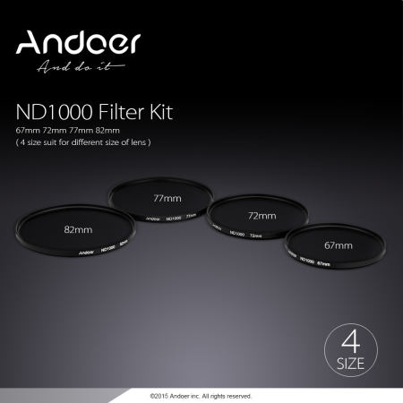 Andoer 82 มิลลิเมตร ND1000 10 หยุด Fader Neutral Density สำหรับกล้อง Nikon Canon DSLR