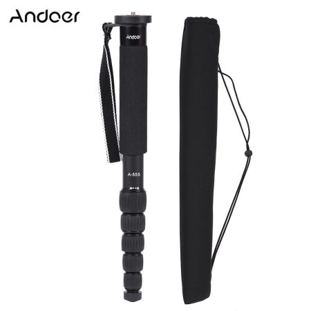 Andoer A-555 6 ส่วนการถ่ายภาพแบบพกพาขนาดกะทัดรัดอะลูมินัมอัลลอย Monopod ขาตั้งขาเดียวสำหรับ Nikon Canon Sony กล้อง Pentax สูงสุดโหลด 10 กิโลกรัม/22lbs Outdoorfree