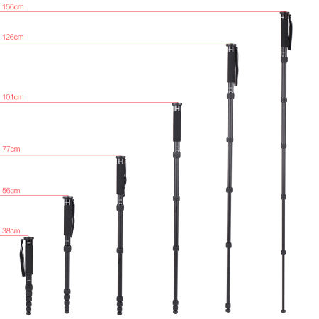 Andoer A-555 6 ส่วนการถ่ายภาพแบบพกพาขนาดกะทัดรัดอะลูมินัมอัลลอย Monopod ขาตั้งขาเดียวสำหรับ Nikon Canon Sony กล้อง Pentax สูงสุดโหลด 10 กิโลกรัม/22lbs Outdoorfree