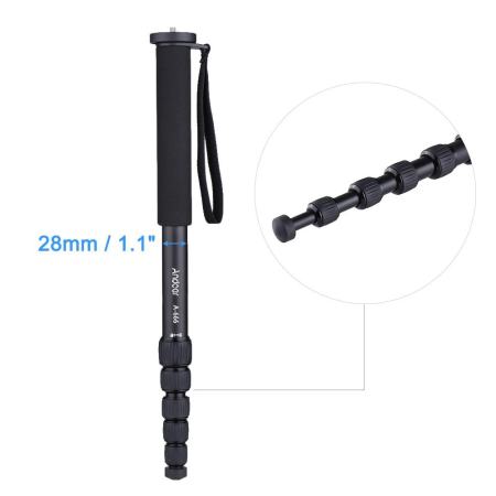 Andoer A-666 181 เซนติเมตร/5.9ft อลูมิเนียมแบบหดสั้นได้ไม้เซลฟี่ถ่ายรูปขาตั้งขาเดียว 6 ส่วน MAX. โหลด 10 กิโลกรัม/22Lbs พร้อมกระเป๋าใส่โน๊ตบุ๊คแบบพกพาสำหรับ Nikon Canon Sony A7 Pentax กล้องถ่ายวิดีโอสตูดิโอถ่ายภาพ - INTL