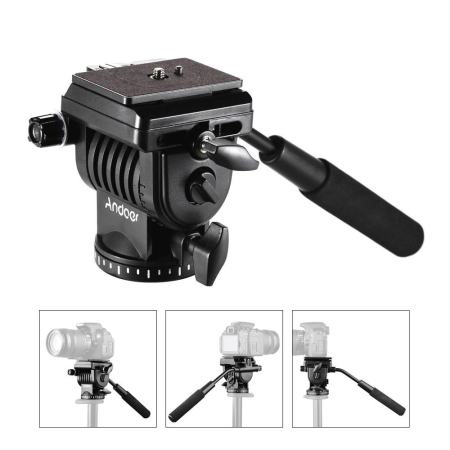 Andoer ABS 360� ของเหลวลากวิดีโอหัวกระแทกแบบ Panoramic Damping การถ่ายภาพสำหรับ Canon Nikon SONY DSLR กล้องวิดีโอสำหรับขาตั้งกล้อง Monopod Slider การถ่ายทำ