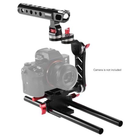 Andoer C-Shape Video Photography Film Making Camera Cage Bracket with Quick Release Plate 15mm Rods for Sony A7 A7R A7II ILDC for Canon Nikon DSLR Camera - intl