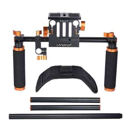 Andoer DSLR Camera Camcorder Shoulder Rig Handheld Stabilizer Movie Film Making System with 15mm Rail Rod for Canon Nikon D6300 D6000 Sony A7 to Mount Matte Box Follow Focus - intl