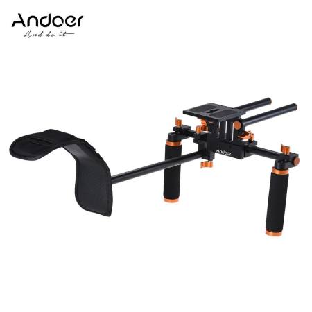 Andoer DSLR Camera Camcorder Shoulder Rig Handheld Stabilizer Movie Film Making System with 15mm Rail Rod for Canon Nikon D6300 D6000 Sony A7 to Mount Matte Box Follow Focus - intl