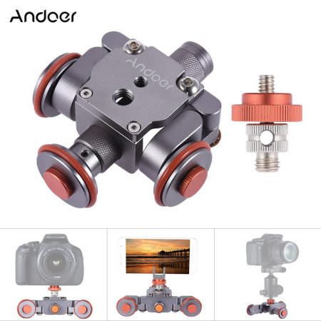 Andoer มอเตอร์ไฟฟ้า 3 ล้อล้อเลื่อนตุ๊กตาการกลิ้ง Slider สเก็ตสำหรับ Canon Nikon Sony Camera กล้องวิดีโอสำหรับ iPhone 7/7/6/6 วินาที Samsung หัวเว่ยสมาร์ทโฟน-นานาชาติ