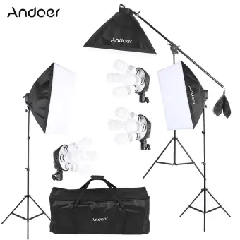 ข้อมูล Andoer Studio Photo Video Lighting Kit with 12 * 45W Bulb / 3 * 4in1 Bulb Socket / 3 * Softbox / 3 * Light Stand / 1 * Cantilever Stick / 1 * Carrying Bag - intl pantip