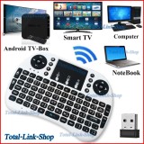คีย์บอร์ดไร้สาย ใช้แบตชาร์จได้ มีแป้นพิมพ์ภาษาไทย มีทัชแพด (มี 2 สี คือ สีดำ/สีขาว) + (มีคลิปรีวิวการใช้ในรายละเอียดสินค้า) ใช้กับ Android TV Box / Smart TV / Computer / NoteBook NEW Mini Wireless Keyboard 2.4 Ghz Touchpad TouchPad Airmouse รุ่น ไม่มีแสง