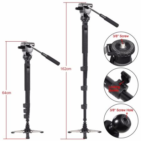 YUNTENG Original ขาตั้งโมโนพอด ขาตั้งกล้อง รุ่น VCT-588 Photo Video Aluminum Monopod (สีดำ)  แถมขาตั้งโทรศัพท์ 1 PCS