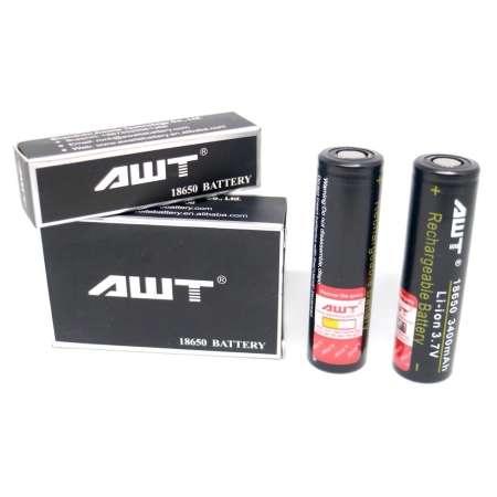 ถ่านชาร์จ AWT Li-on 18650 สีดำ 3400 mAh แพคคู่ แถมกล่อง ของแท้ Code เช็คได้