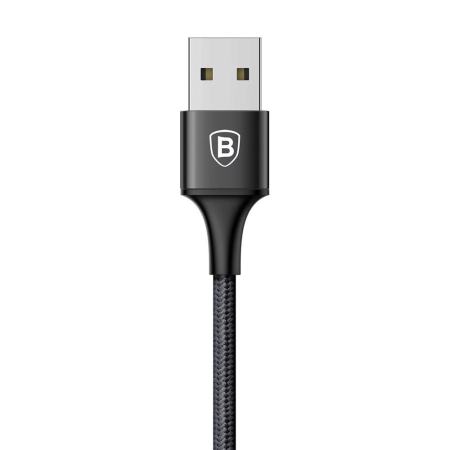 BASEUS 3-ใน-1 สายชาร์จข้อมูล 1.2 เมตรสายฟ้า + ไมโคร USB + ประเภท- c-ดำ-นานาชาติ