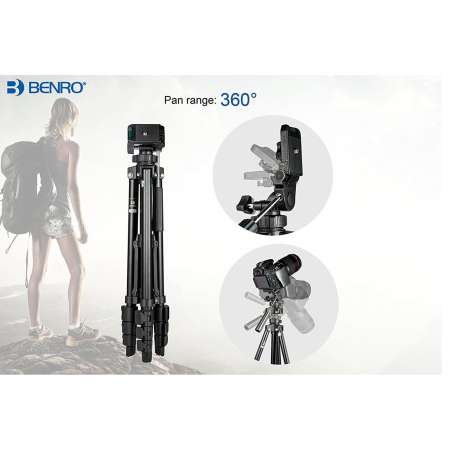 Benro T560 56.5 Inch Digital SLR Camera Aluminum Travel Portable Tripod with Bag