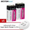 BESTON ถ่านชาร์จ 9V 800 mAh NIMH Rechargeable Battery 2 ก้อน แถมฟรี เครื่องชาร์จเร็ว 2 ช่อง Super Quick Charger 1 เครื่อ มูลค่า 228บาท : image BESTON ถ่านชาร์จ 9V 800 mAh NIMH Rechargeable Battery 2 ก้อน แถมฟรี เครื่องชาร์จเร็ว 2 ช่อง Super Quick Charger 1 เครื่อ มูลค่า 228บาท
