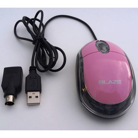 BLAZE Optical Mouse USB / PS2 Combo สีชมพู