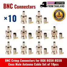 ภาพขนาดย่อของสินค้าDi shop BNC Crimp Connectors for RG6 RG58 RG59 Coax Male Antenna Cable Set of 10pcs