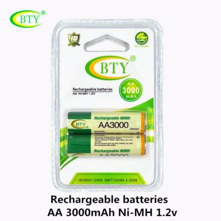 BTY ถ่านชาร์จ AA 3000 mAh NIMH Rechargeable Battery 2 ก้อน X2