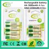 BTY ถ่านชาร์จ AA 3000 mAh NIMH Rechargeable Battery 4 ก้อน  ถ่านชาร์จ AAA 1350 mAh NIMH Rechargeable Battery 4 ก้อน