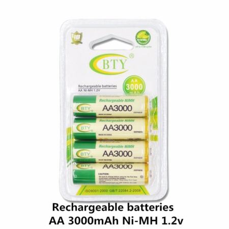 BTY ถ่านชาร์จ AA 3000 mAh NIMH Rechargeable Battery 4 ก้อน X2