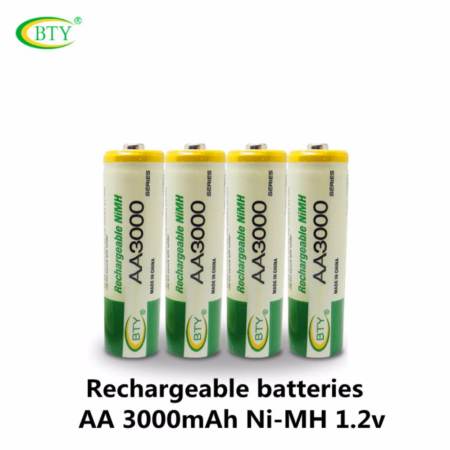 BTY ถ่านชาร์จ AA 3000 mAh NIMH Rechargeable Battery 4 ก้อน X2