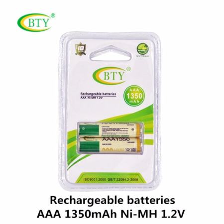 BTY ถ่านชาร์จ AAA 1350 mAh NIMH Rechargeable Battery 2 ก้อน X2