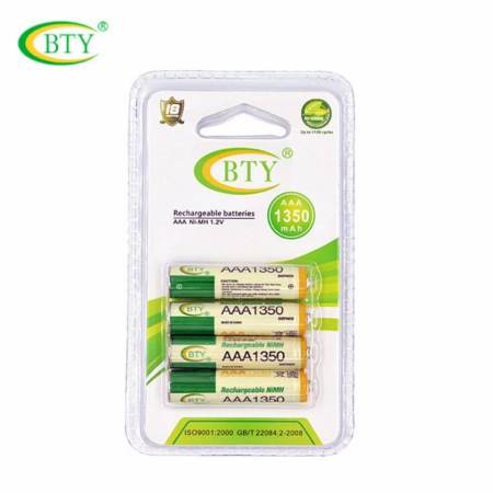 BTY ถ่านชาร์จ AAA 1350 mAh NIMH Rechargeable Battery 4 ก้อน X2 BTY ถ่านชาร์จ AAA 1350 mAh NIMH Rechargeable Battery 4 ก้อน X2