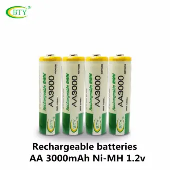 BTY ถ่านชาร์จ AA 3000 mAh NIMH Rechargeable Battery 4 ก้อน pantip
