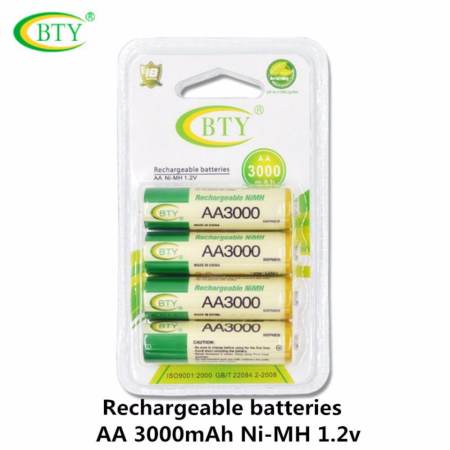 BTY ถ่านชาร์จ AA 3000 mAh NIMH Rechargeable Battery 4 ก้อน