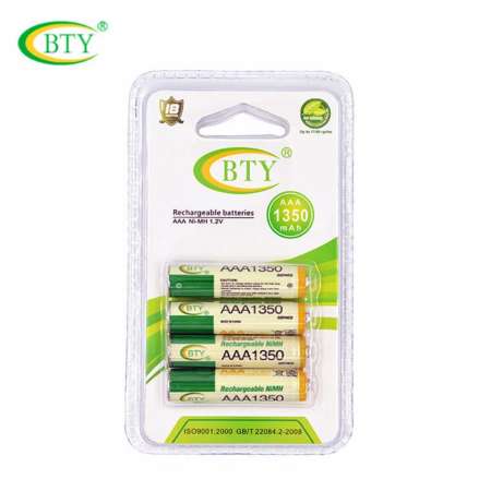 BTY ถ่านชาร์จ AAA 1350 mAh NIMH Rechargeable Battery 4 ก้อน