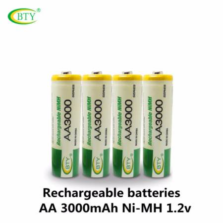 BTY ถ่านชาร์จ Rechargeable batteries AA 3000 mAh Ni-MH 4 ก้อน และ เครื่องชาร์จเร็ว แถมฟรี ถ่านชาร์จ AA 3000 mAh 4 ก้อน ราคา360บาท  