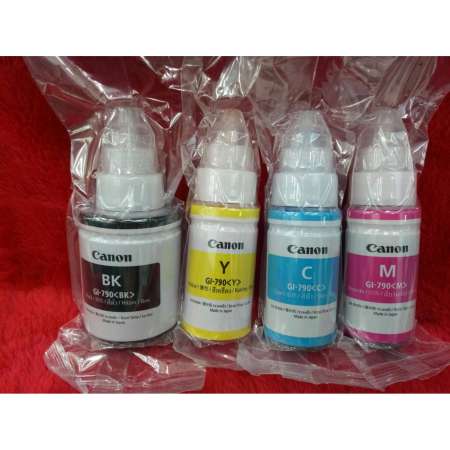 น้ำหมึกแท้ GI 790 (เฉพาะดำที่กันน้ำ) ของ Canon เครื่องSeries G 1ชุด 4 ขวด NoBox น้ำหมึกแท้ GI 790 (เฉพาะดำที่กันน้ำ) ของ Canon เครื่องSeries G 1ชุด 4 ขวด NoBox