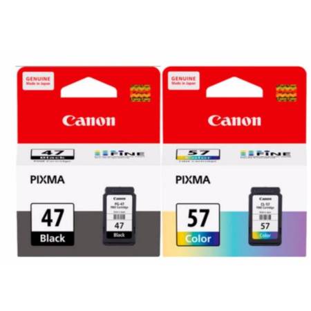 Canon PG-47 + CL-57 ตลับหมึกอิงค์เจ็ท แคลนอลรุ่นE400 E410 E460 E480 สีดำ และ สี 1 set ของแท้ Canon PG-47 + CL-57 ตลับหมึกอิงค์เจ็ท แคลนอลรุ่นE400 E410 E460 E480 สีดำ และ สี 1 set ของแท้